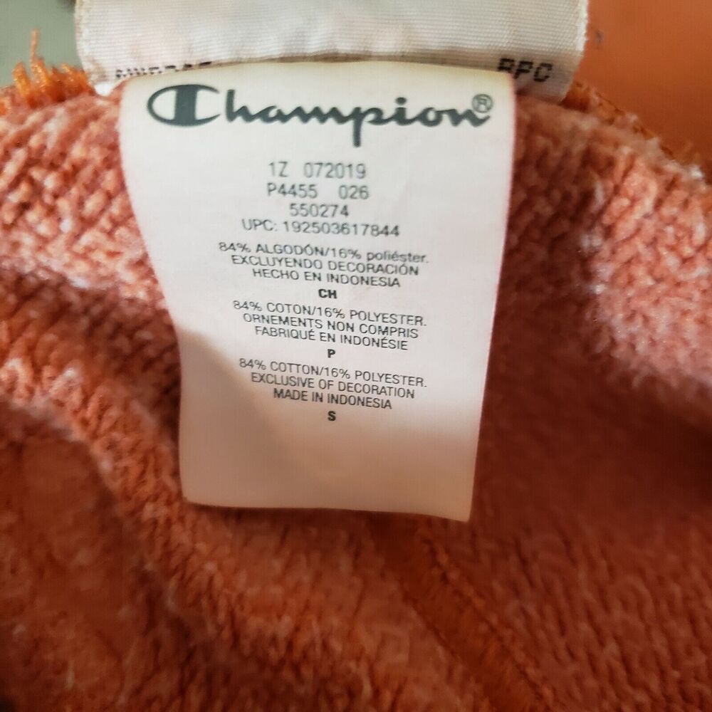 Champion Reverse Weave Vintage Wash Orange Sweatpants Blue Spellout Size Small - Picture 9 of 10
